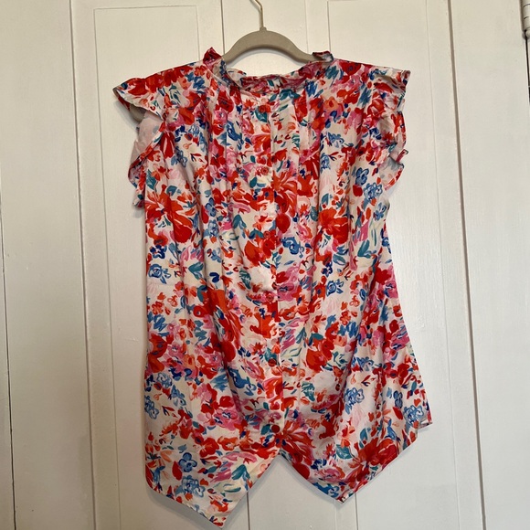 High Neck Floral Ruffle Shirt - Picture 4 of 7